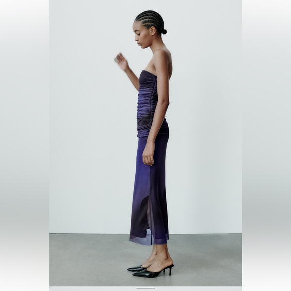 ZARA STRAPLESS PRINTED TULLE DRESS - Picture 3 of 14